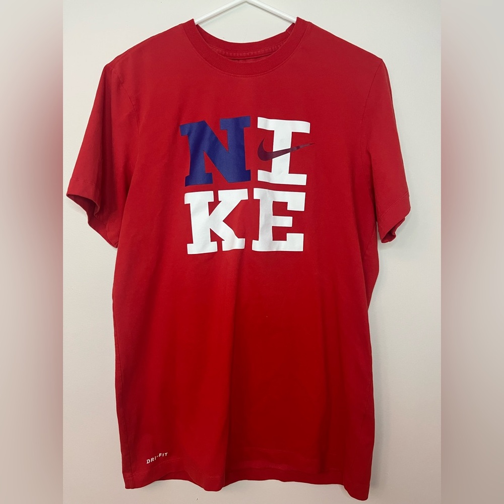 Nike Red and Blue Logo Men's Dri-Fit T-Shirt